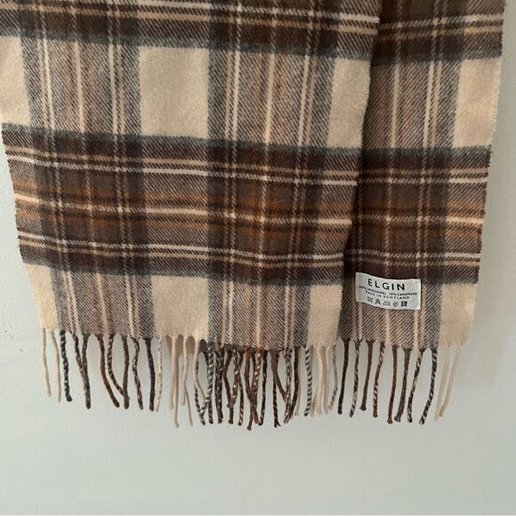 Elgin Scarf Cashmere Lambswool Tartan Plaid Made in Scotland Classic Neutral - Picture 3 of 5